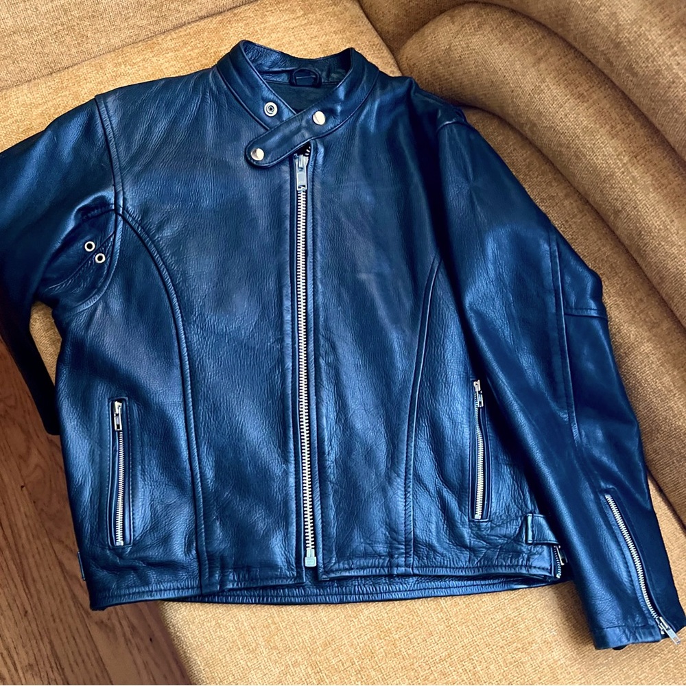 Vintage Pro-Rider black leather motorcycle jacket